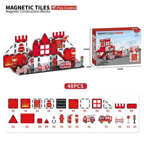 Fire Department Magnetic Building Blocks Set 48 pcs.