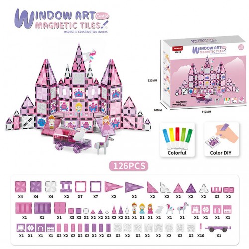 Pink Princess Magnetic Blocks Set 126 pcs.