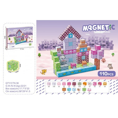 Set of Magnetic Cubes, Blocks, 110 pcs.