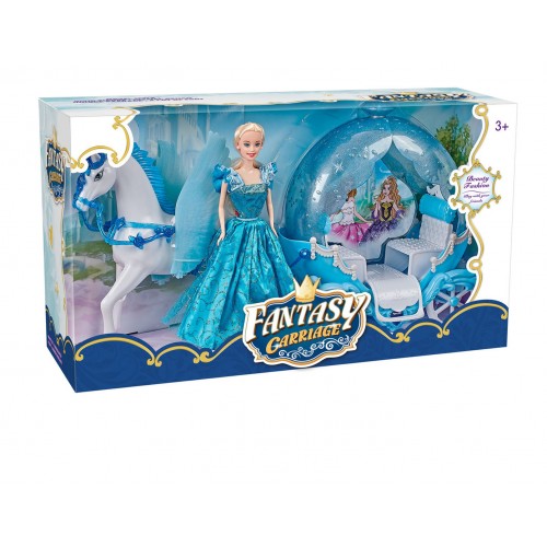 Carriage with Horses + Doll Set