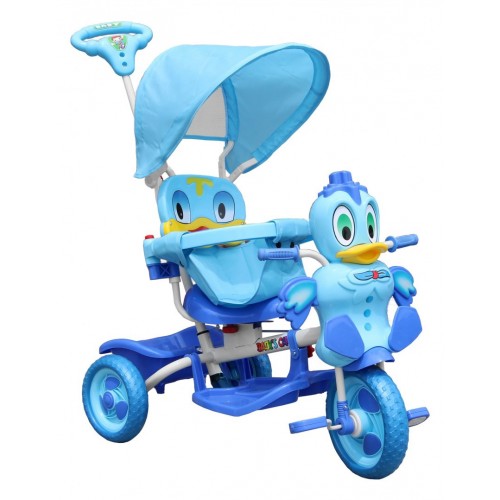 3-wheeled children's bike Duck Blue + Sounds + Roof + Barrier + Footrest + Handle + Storage