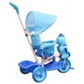 3-wheeled children's bike Duck Blue + Sounds + Roof + Barrier + Footrest + Handle + Storage