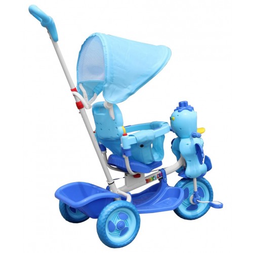 3-wheeled children's bike Duck Blue + Sounds + Roof + Barrier + Footrest + Handle + Storage