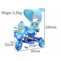 3-wheeled children's bike Duck Blue + Sounds + Roof + Barrier + Footrest + Handle + Storage