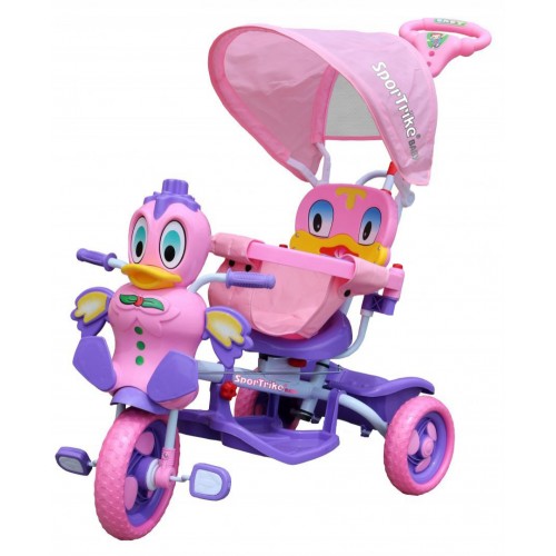 3-wheeled Purple Duck Kids Bike + Sounds + Roof + Barrier + Footrest + Handle + Storage