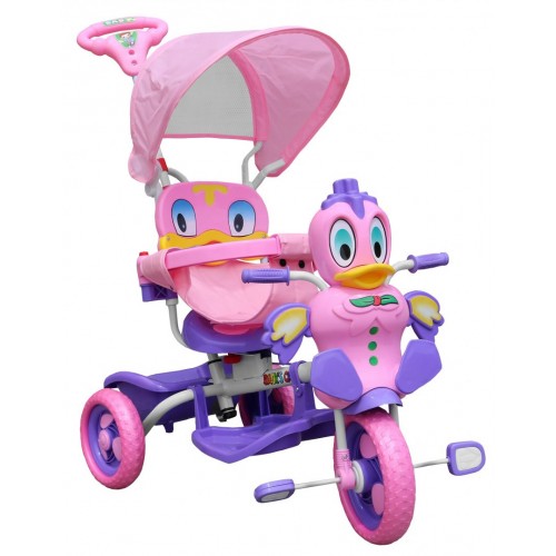 3-wheeled Purple Duck Kids Bike + Sounds + Roof + Barrier + Footrest + Handle + Storage
