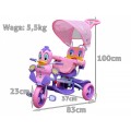 3-wheeled Purple Duck Kids Bike + Sounds + Roof + Barrier + Footrest + Handle + Storage
