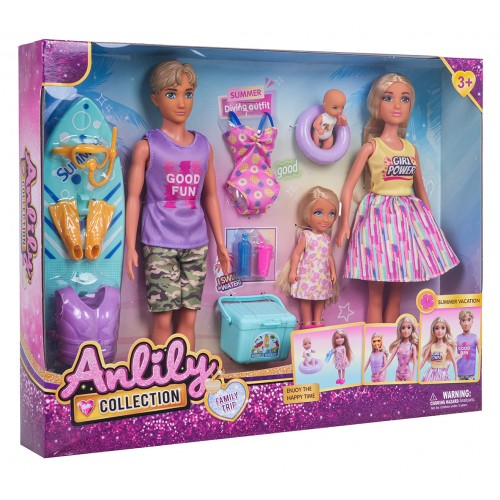 Doll Set, Family on Vacation + Accessories