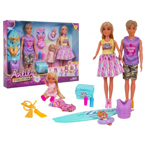 Doll Set, Family on Vacation + Accessories