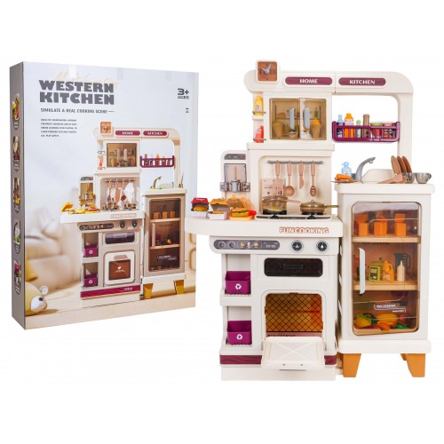 MEGA Kitchen with Light, Sound and Steam Function + Accessories Beige