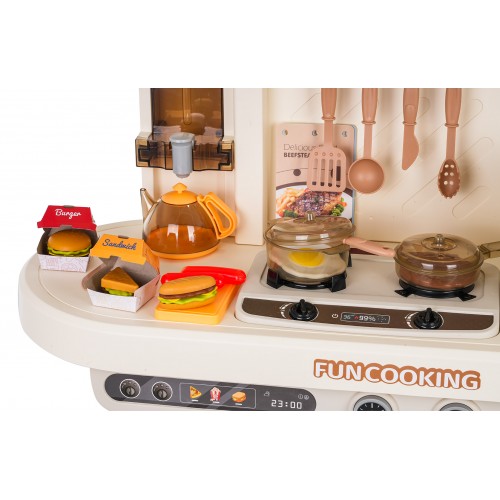 MEGA Kitchen with Light, Sound and Steam Function + Accessories Beige