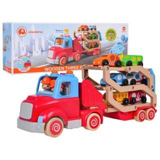Wooden Tow Truck + Cars