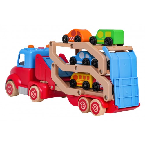 Wooden Tow Truck + Cars