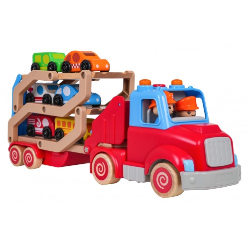 Wooden Tow Truck + Cars