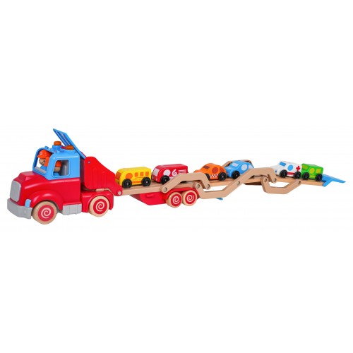 Wooden Tow Truck + Cars