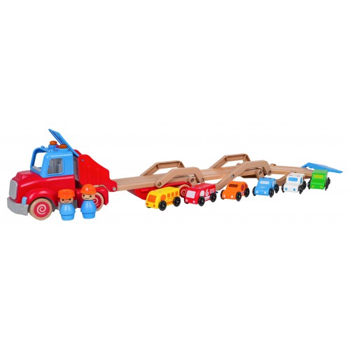 Wooden Tow Truck + Cars