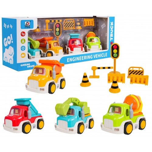 Construction Car Set with Sound and Light Function + Accessories