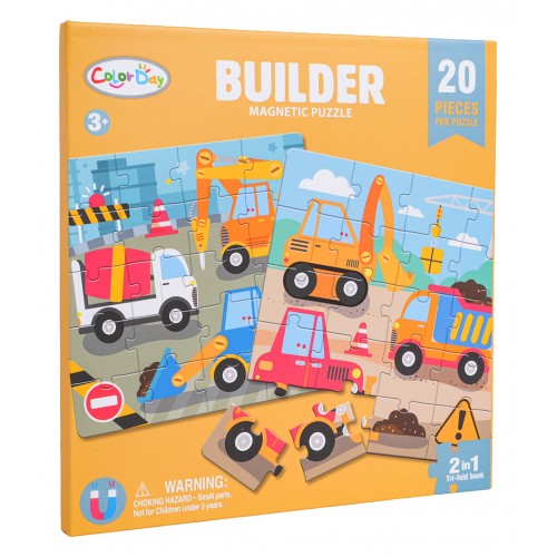 Magnetic Puzzle Construction Site + Book