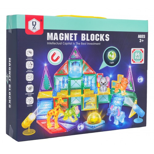 3D ZOO Magnetic Blocks Set 64 pcs.