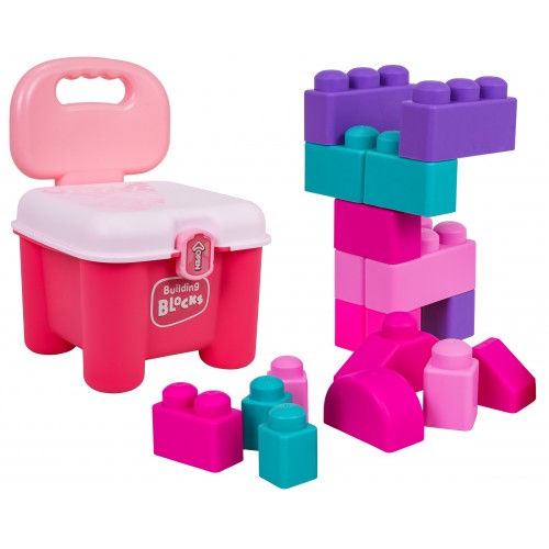 Set of Soft Electric Blocks + Chair Storage Pink