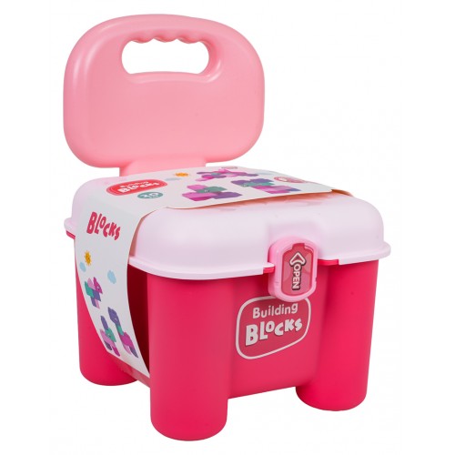 Set of Soft Electric Blocks + Chair Storage Pink