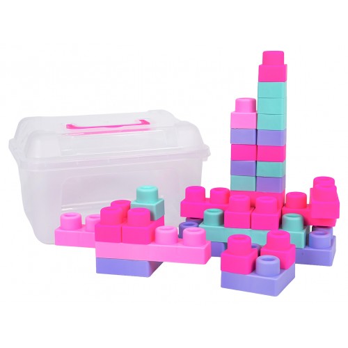 Soft Blocks Set 32 ​​pcs. Pink + Suitcase