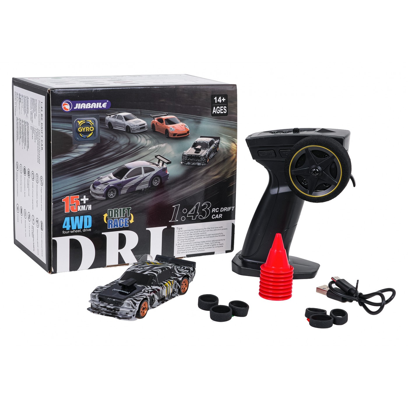 R/C Drift Car 1:43 Green + Accessories