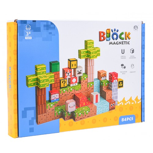 Set of Magnetic Cubes, Blocks, 84 pcs.