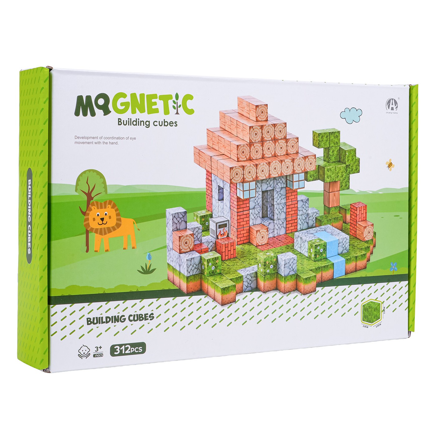 Set of Magnetic Cubes, Blocks, 312 pcs.