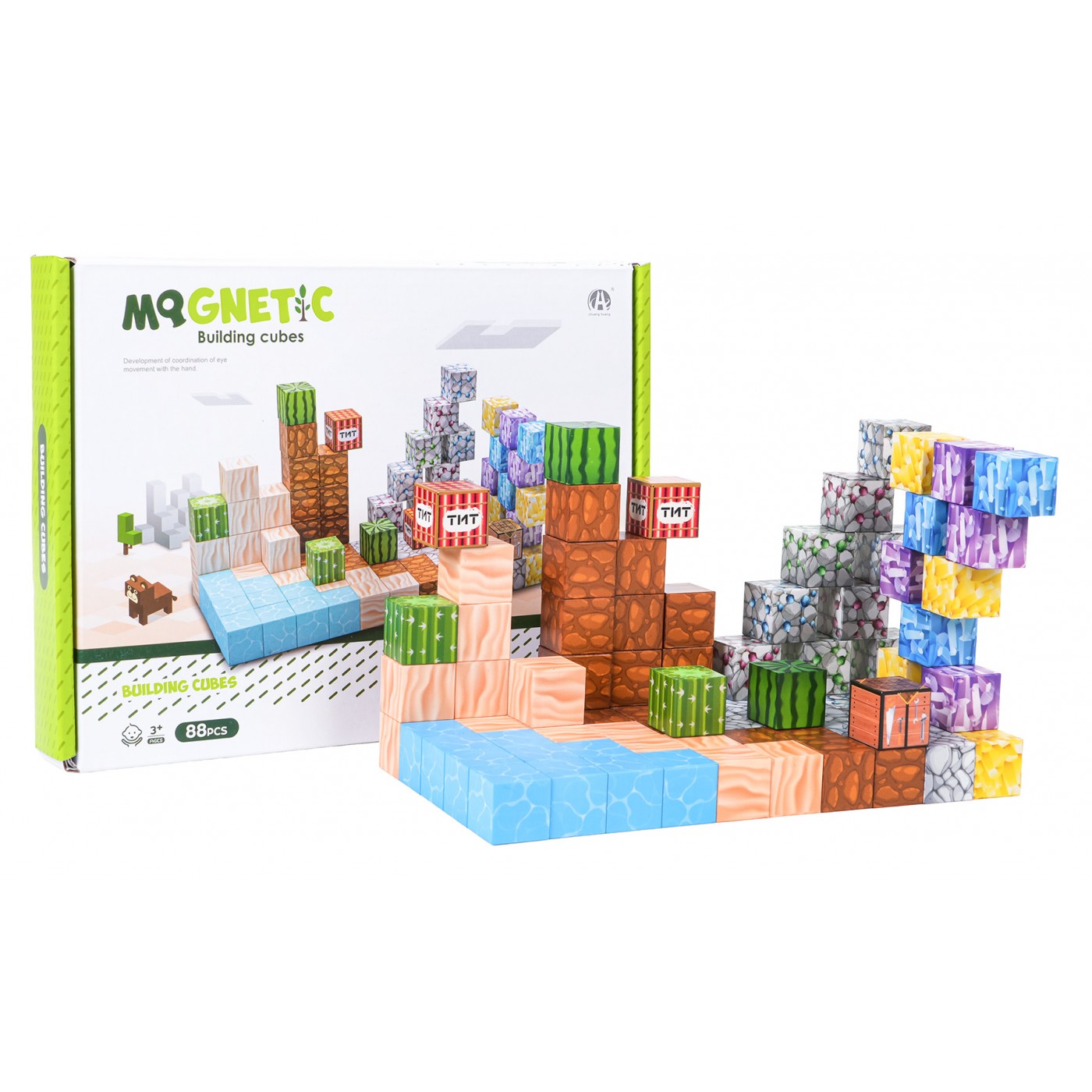 Set of Magnetic Cubes, Blocks, 88 pcs.