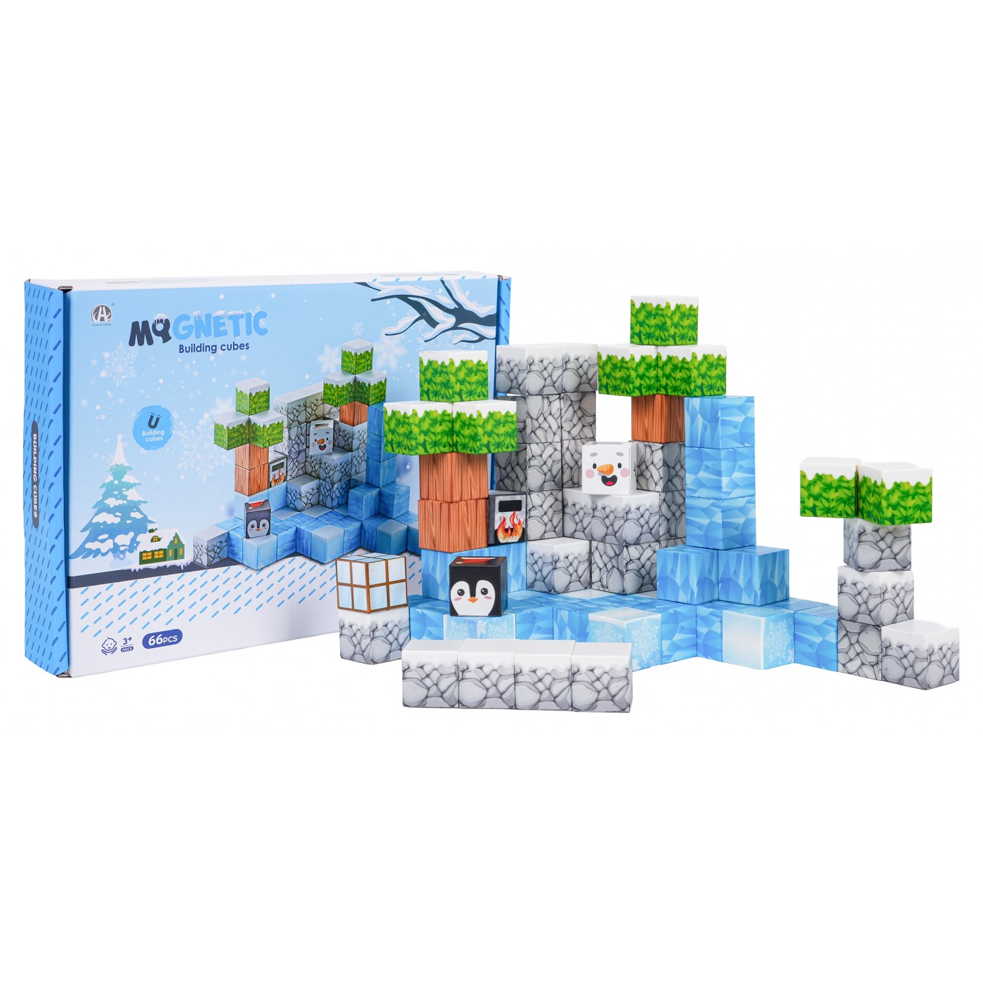 Set of Magnetic Cubes, Blocks, 66 pcs.