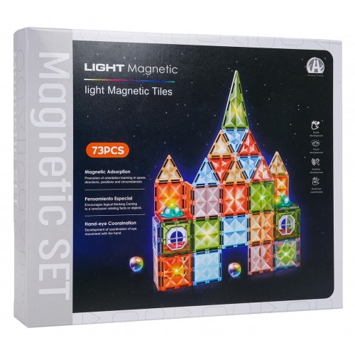 3D Magnetic Blocks Set with Backlight, 75 pcs.