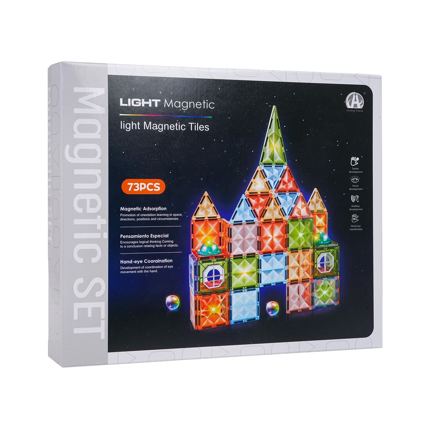 3D Magnetic Blocks Set with Backlight, 75 pcs.