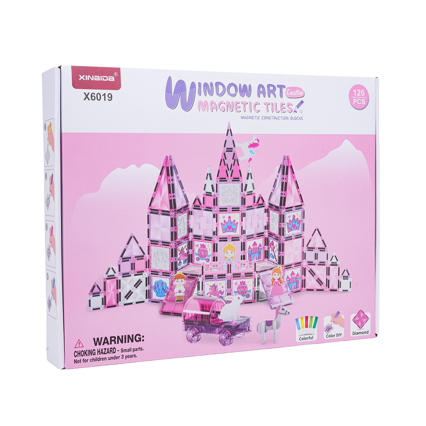 Pink Princess Magnetic Blocks Set 126 pcs.
