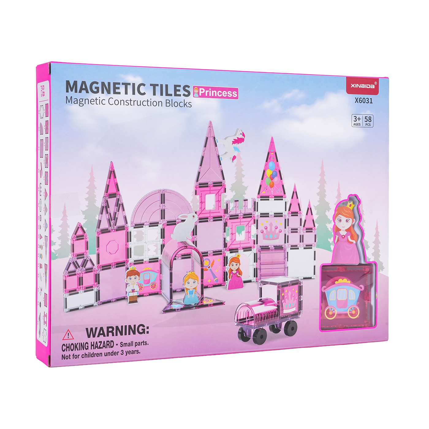 Pink Princess Magnetic Blocks Set 58 pcs.