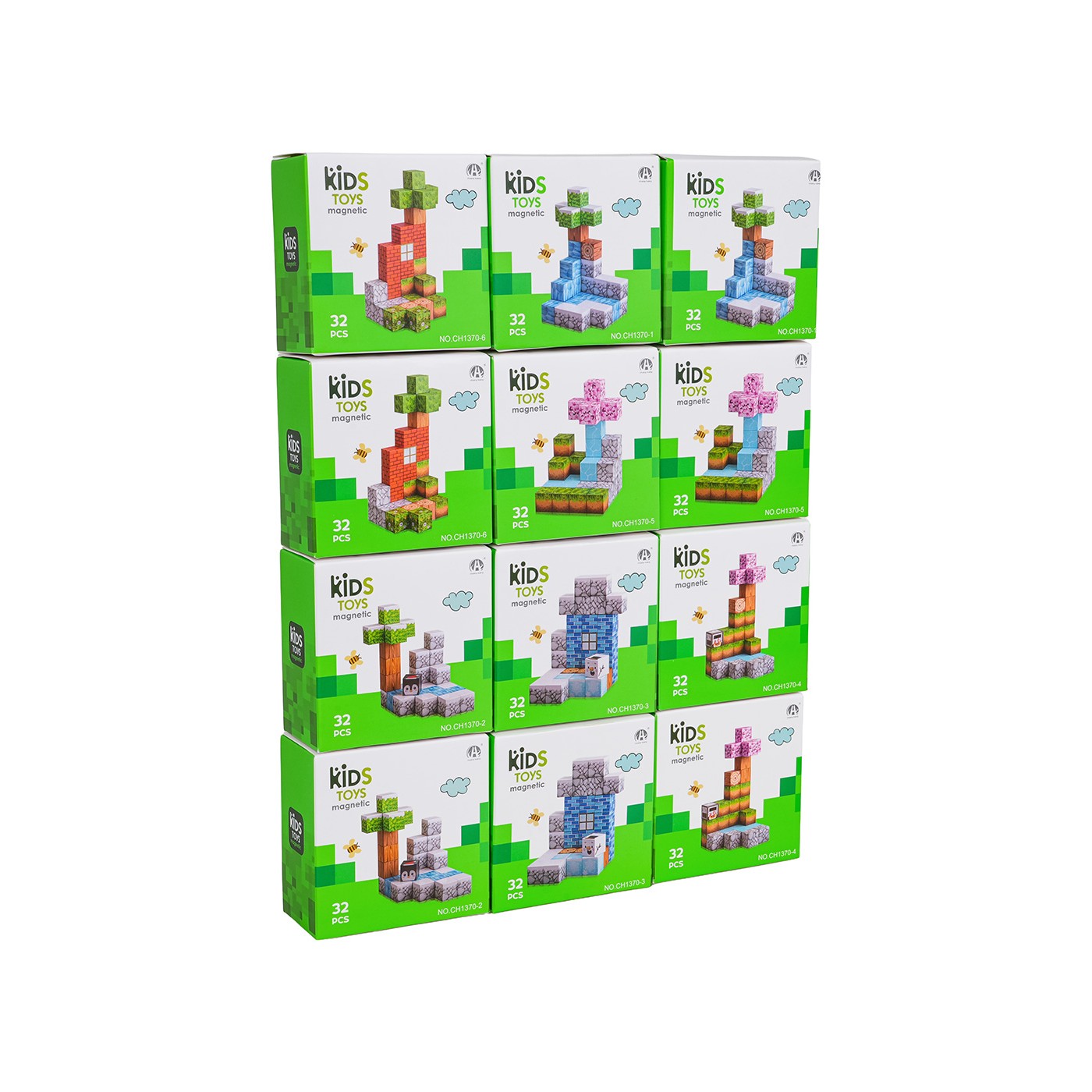 Set of Magnetic Cubes, Blocks, 384 pcs.