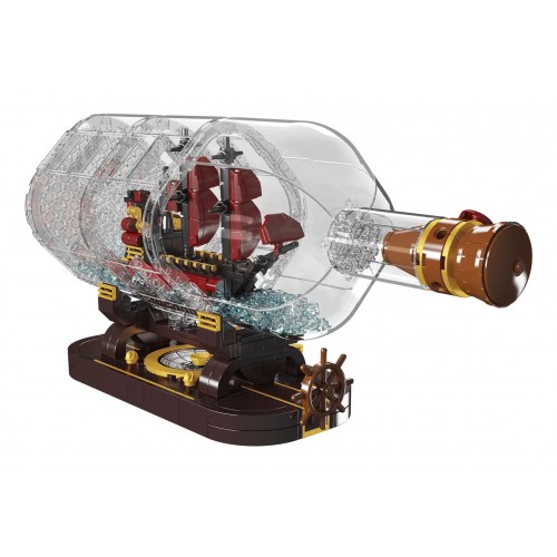 Red Pirate Ship in a Bottle Building Set 885 pcs.