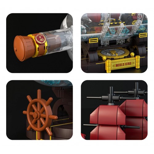 Red Pirate Ship in a Bottle Building Set 885 pcs.