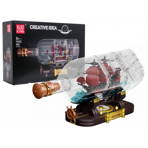 Red Pirate Ship in a Bottle Building Set 885 pcs.
