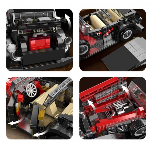 Retro Vehicle Red Building Blocks Set 1308pcs.