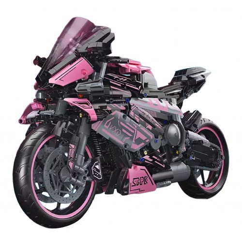 Motorcycle Racer Building Blocks Set Pink 2066pcs.