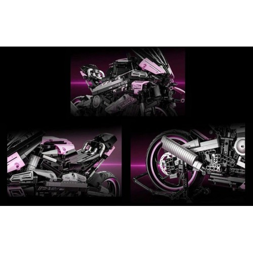 Motorcycle Racer Building Blocks Set Pink 2066pcs.