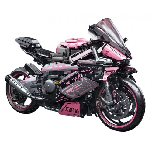 Motorcycle Racer Building Blocks Set Pink 2066pcs.