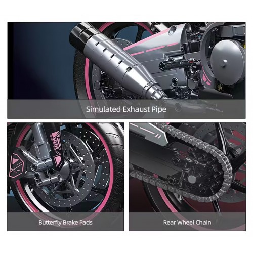 Motorcycle Racer Building Blocks Set Pink 2066pcs.