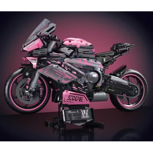 Motorcycle Racer Building Blocks Set Pink 2066pcs.