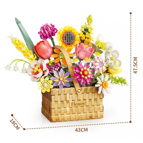 Spring Bouquet in a Basket Building Blocks Set 1615 pcs.