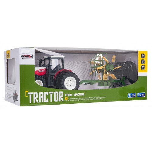 Tractor + Rake RC 1:24 Red