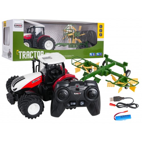 Tractor + Rake RC 1:24 Red