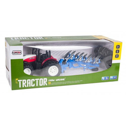 Red R/C Tractor With Plow