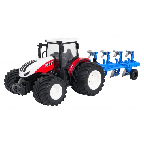 Red R/C Tractor With Plow